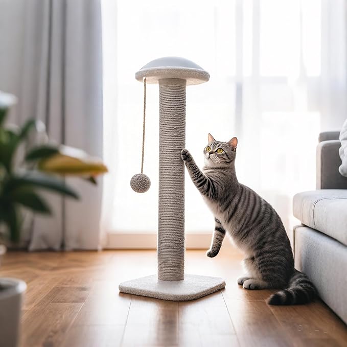 PowerKing Natural Sisal Replacement Scratching Post, 15.7'' 2 Pieces M8 Cat Scratch Post Refill Pole Parts for Refurbishment, Include Screws (Grey)