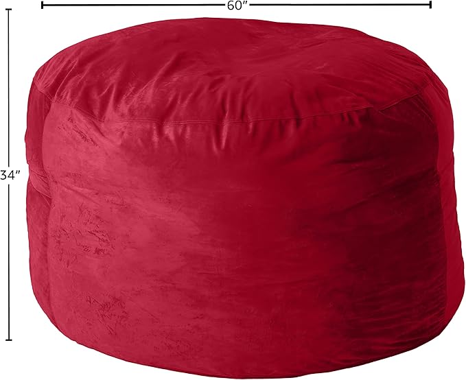 Sofa Sack Bean Bag Chair Cover Only, for Adults and Kids, Without Filling Comfy Fluffy Round or Oval Beanbag Chair Cover Replacement, Lazy Sofa Cover for Reading Chair or Floor Chair, 5-Feet, Cinnabar
