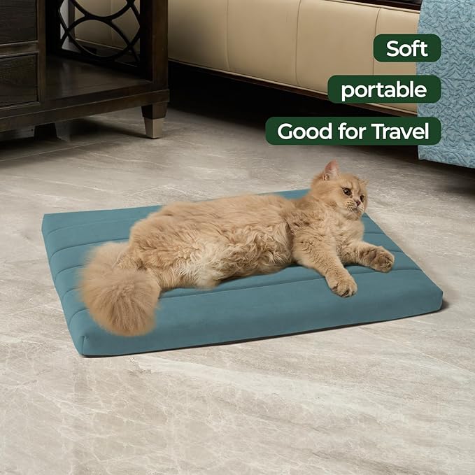 BALANCE Dog Crate Bed, Orthopedic Dog Bed Pad with Waterproof Liner, Washable Crate Foam Pet Mat for Large, Medium, Puppy Dogs Breeds, Powder Blue, 24"x18"x1.6"