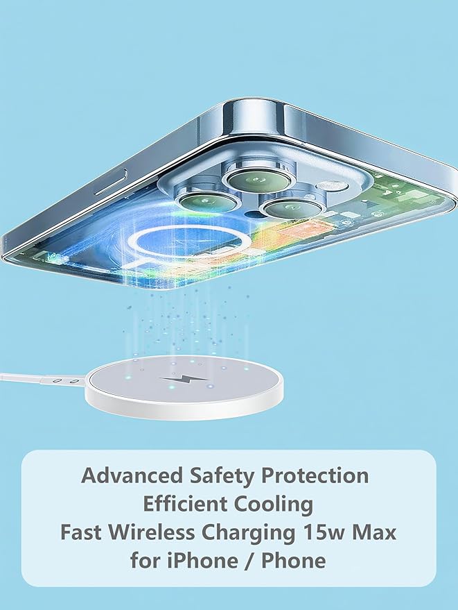 Wireless Charger iPhone Fast Charging for iPhone 17/16e/15/14/13/12/11/AirPods, Apple MagSafe Charger Long Cable 10ft Magnetic Pad & Type-c Block Wireless Phone Chargers, 2Set