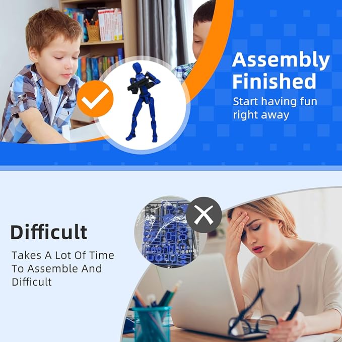 (Assembly Completed) 5 Packs Dummy13 Action Figure Set, 3D Printed ActionFigure Toy Gifts for Kids, Dummy 13,Robot 13 Action Figure Full Body Mechanical Doll Christmas Birthday Gift for Boys Girls