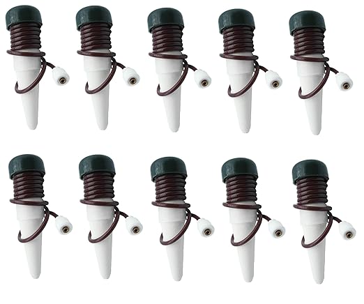 (10-Pack) Automatic Plant Watering System Devices, Slow Release Ceramic Material Feeder for Vacation Plant Self Watering Kit for Outdoor & Indoor Use
