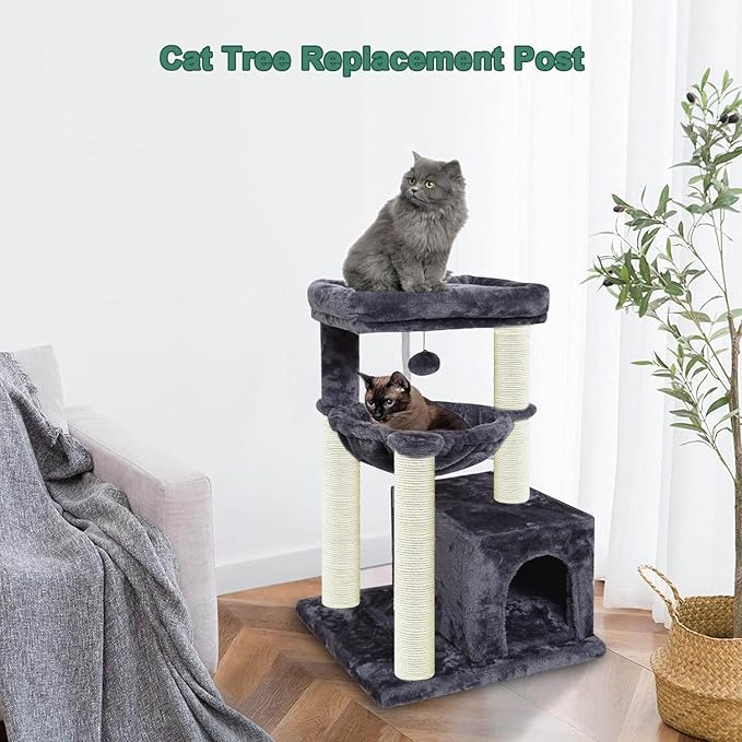 Cat Scratching Post Replacement Pole, Green,2 PCS 15.7in Cat Tree Replacement Post, Natural Sisal Cat Tree Replacement Parts with M8 Screws, Cat Scratch Post Replacement for Refurbishment