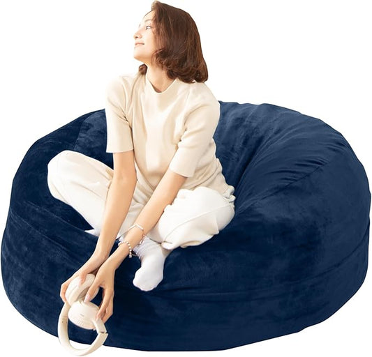 Bean Bag Chair for Adults,4FT Oversize Floor Bean Bags Offers Ample Space for Adults,Memory Foam Giant Bean Bags,Lounger Versatile Design Suits Any Room,Movie Nights,Reading (Blue, 4FT)