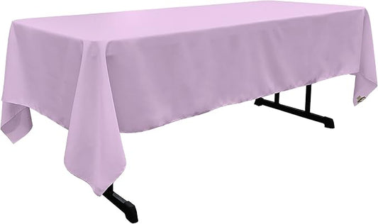 LA Linen Polyester Poplin Washable Rectangular Tablecloth, Stain and Wrinkle Resistant Table Cover 60x120, Fabric Table Cloth for Dinning, Kitchen, Party, Holiday 60 by 120-Inch, Lilac