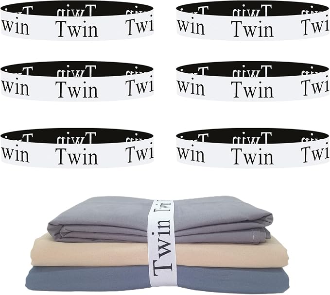 6 Pieces Bed Sheet Organizer Bands, Sheet Organizers and Storage Label Bands, Sheet Label for Bedding, Sheets Organizer for Closet,Sheet Keepers Linen Labels Bedding Bands (Twin)