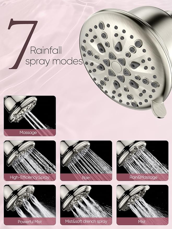 Cobbe Luxury Double Filtered Shower Head, High Output 16+20 Stages – 99% REMOVAL Shower Filters for Hard Water Removes Chlorine and Harmful Substances, 7-Model Setting Spray, Brushed Nickel