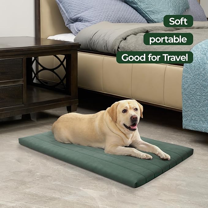 BALANCE Dog Crate Bed, Orthopedic Dog Bed Pad with Waterproof Liner, Washable Crate Foam Pet Mat for Large, Medium, Puppy Dogs Breeds, Mint Leaf, 48"x30"x2"