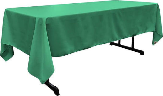 LA Linen Polyester Poplin Washable Rectangular Tablecloth, Stain and Wrinkle Resistant Table Cover 60x108, Fabric Table Cloth for Dinning, Kitchen, Party, Holiday 60 by 108-Inch, Jade
