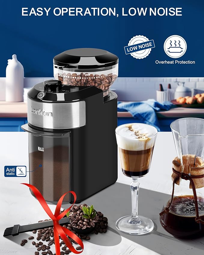 Burr Coffee Grinder Electric - Adjustable Burr Grinder with 28 Precise Grind Settings for 12 Cups - Coffee Grinders for Home Use - Professional Coffee Bean Grinder - Stainless Steel