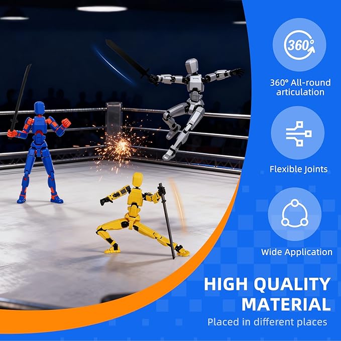 (Assembly Completed) 4 Packs Dummy13 Action Figure Set, 3D Printed ActionFigure Toy Gifts for Kids, Dummy 13,Robot 13 Action Figure Full Body Mechanical Doll Christmas Birthday Gift for Boys Girls