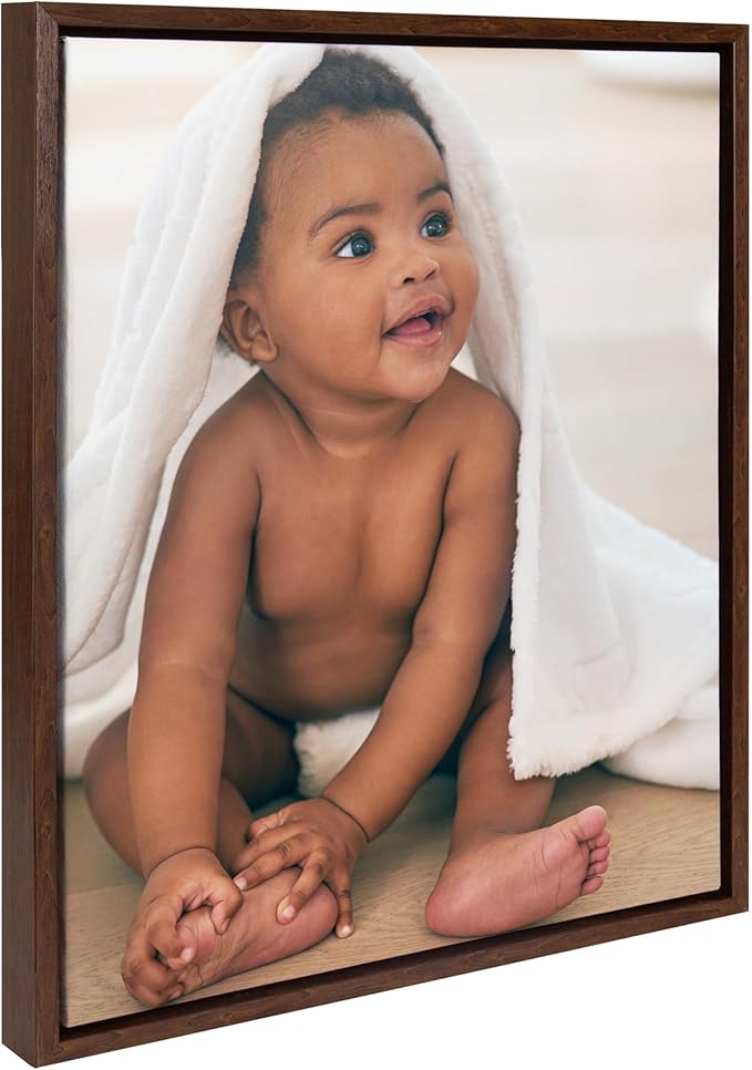 Kate and Laurel Custom Printed Framed Canvas Wall Art, 16x20 Brown, Sylvie Personal Canvas Print with Your Photos for Bedroom or Living Room Gallery Wall Decor | Printed and Hand Framed in the USA