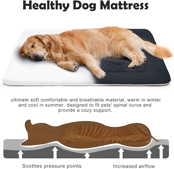 JoicyCo Large Dog Bed Soft Dog Crate Pad Mat 42 in Non-Slip Bottom Washable Dog Sleeping Mattress Pet Beds Cat Bed Kennel Pad, Dark Gray