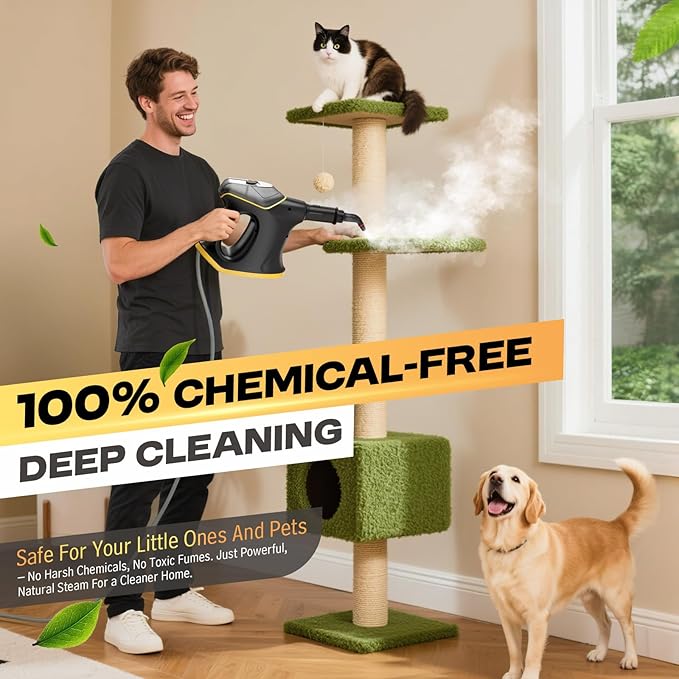 10S Fast Heating Heavy Duty Steam Cleaner with Continuous Spray & Safety Lock, Natural Steamer for Deep Cleaning, Multipurpose Handheld Steamer with 9 Accessories for Home Car Furniture Kitchen Grease