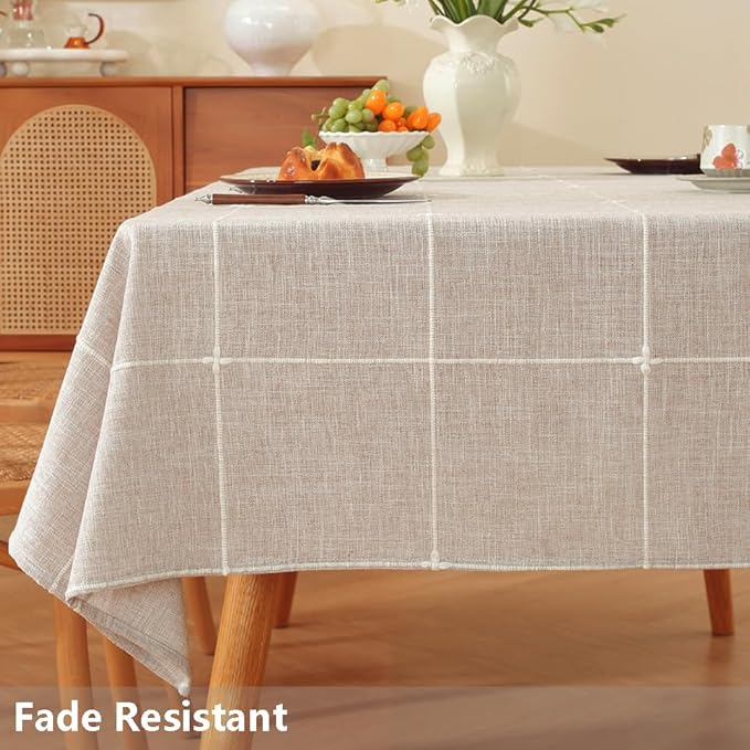 TruDelve Gray Cloth Tablecloths for 6 Foot Rectangle Tables Rustic Cotton Fabric Tablecloth for Kitchen Dining Table Cover(Linen,86"x52",Rectangular)