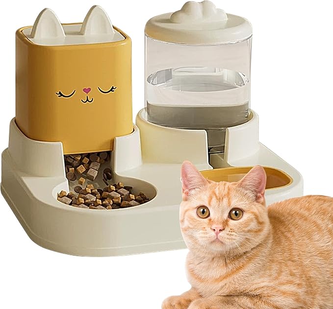 Automatic Dog Feeder and Water,Large Capacity Dog Food Container Water Dispenser - Automatic Pet Feeder Double Bowls, Dry and Wet Separation Feeding Station for Dogs Cats