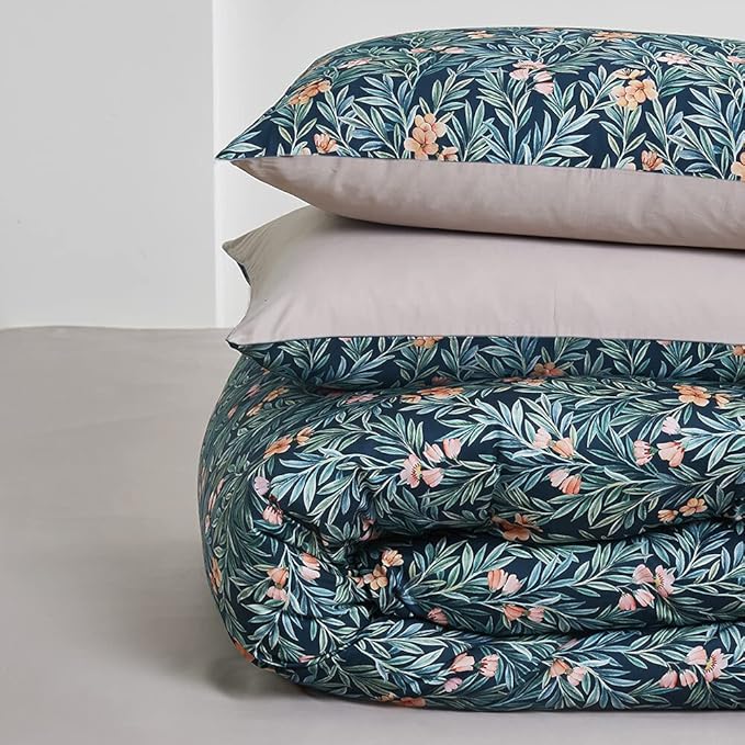 Cupocupa Duvet Cover Queen Size Set Boho Floral Pattern Duvet Cover Queen for Queen Size Bed Vintage Soft Bedding Leaf Print Paisley with Pillowcases