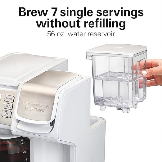 Hamilton Beach FlexBrew Trio 2-Way Coffee Maker, Compatible with K-Cup Pods or Grounds, Combo, Single Serve & Full 12 Cup Coffee Pot, White, Fast Brewing, Removeable Reservoir