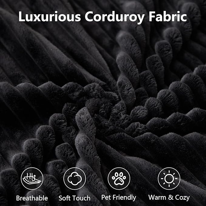 135" Modular Sectional Couches for Living Room, Comfy Boneless L Shaped Cloud Couch with Chaise Lounge, Modern Cozy Corduroy Deep Seat Floor Sofa, Memory Foam, No Assembly Required, Black