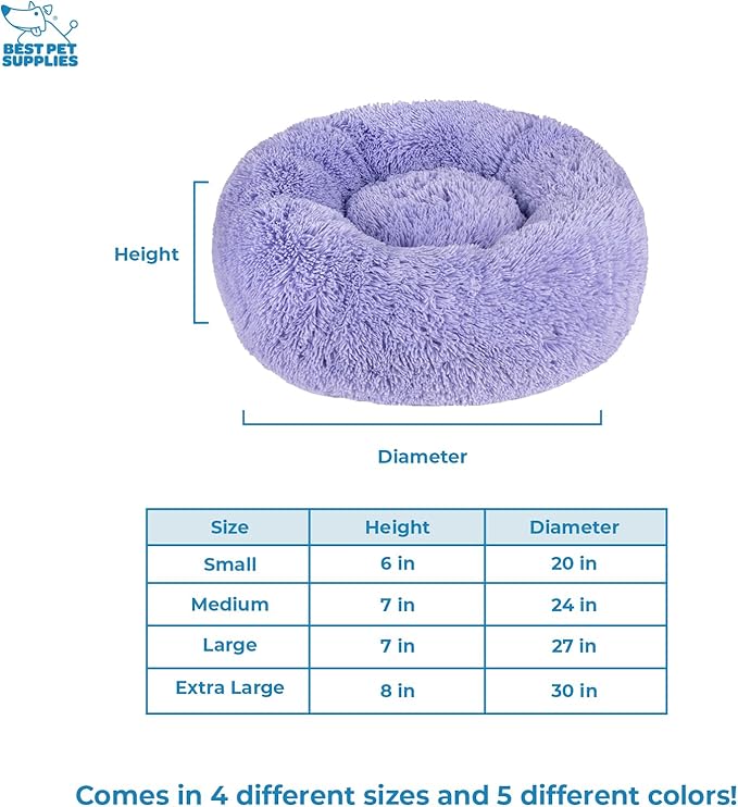 Best Pet Supplies Dog House Bed Crate Mat Tent Indoor Round Soft Plush for Small, Medium, and Large Breeds - Lavender, 24 x 24 x 7