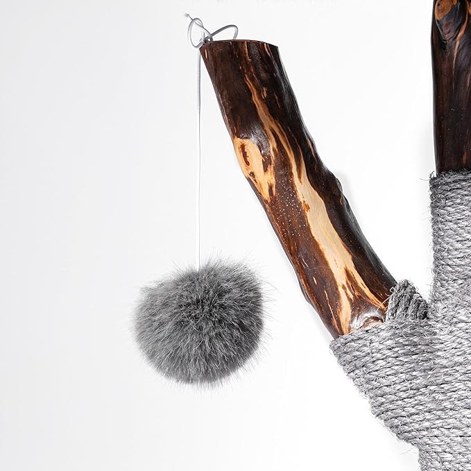 Aesthetic Cat Tree Tower for Large Cats, Large Cat Tree for Maine Coon Indoor Cats with Faux Fox Fur, Solid Wood Sisal Scratching Post, Perches, Platform & Toy Ball