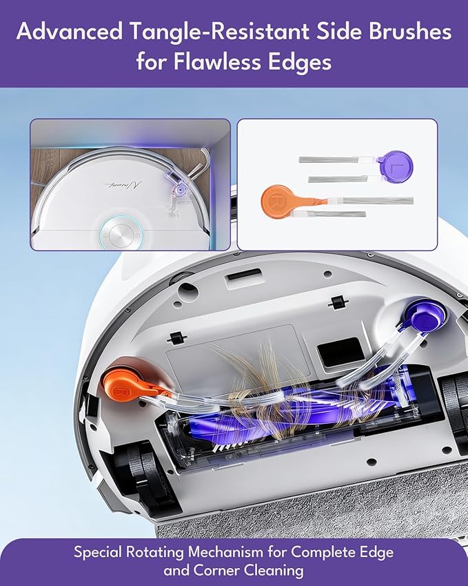 21 Pcs Replacement Parts for Narwal Flow Robot Vacuum Cleaner: 1 Main Brush, 4 Side Brushes, 4 HEPA Filters, 6 Dust Bags, 2 Track Mop Pads, 1 Cleaning Brush