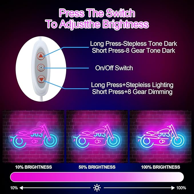 Motorcycle Neon Sign Motorcycle Neon Light LED Neon Sign for Wall Decor Dimmable LED Neon Light for Club, Kids gifts, Bedroom decor, Home decor, Living Room Decoration, 15.75''x8.66''