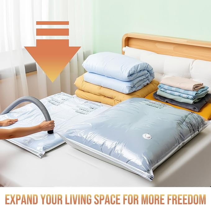 TAILI 12 Pack Vacuum Storage Bags, Jumbo Vacuum Seal Bags for Clothing (40x31 Inch), Space Saver for Bulky Comforter Blankets, Bedding, Pillows, Clothes, Saving More Closet Space
