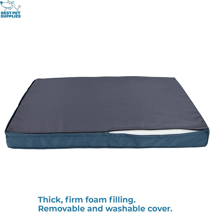 Best Pet Supplies Dog House Bed Crate Mat Tent Indoor Round Soft Plush for Small, Medium, and Large Breeds - Blue, 30 x 20 x 3