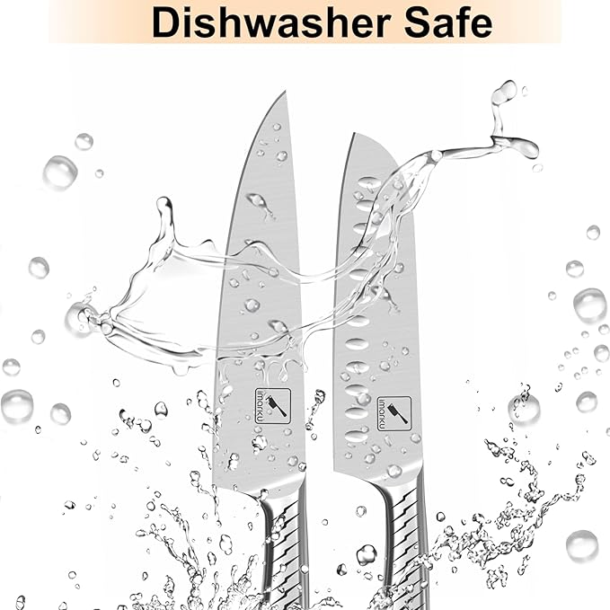 imarku® Knife Set,14-Piece Knife Sets for kitchen with block,Premium One-Piece Kitchen Knife Set with Sharpener,High Carbon Stainless Steel Knives Set for Kitchen,Silver,Dishwasher Safe