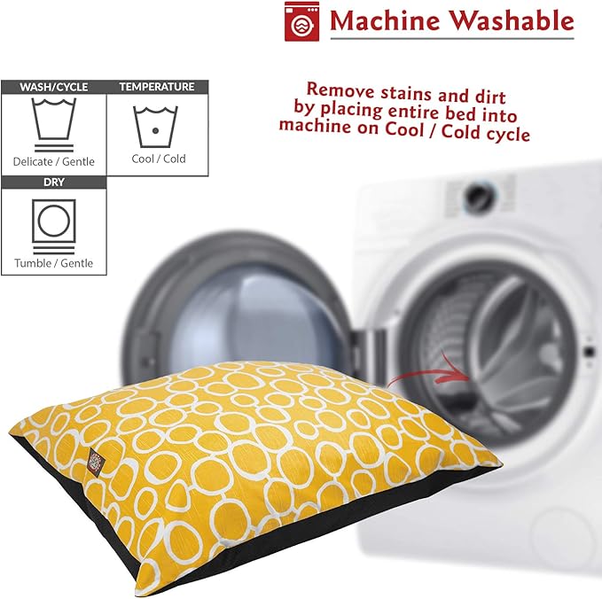 Majestic Pet Rectangle Large Dog Bed Washable – Non Slip Comfy Pet Bed – Dog Crate Bed Super Value Pillow Dog Bed – Dog Kennel Bed for Sleeping - Dog Bed Large Breed 46 x 35 Inch – Fusion Yellow