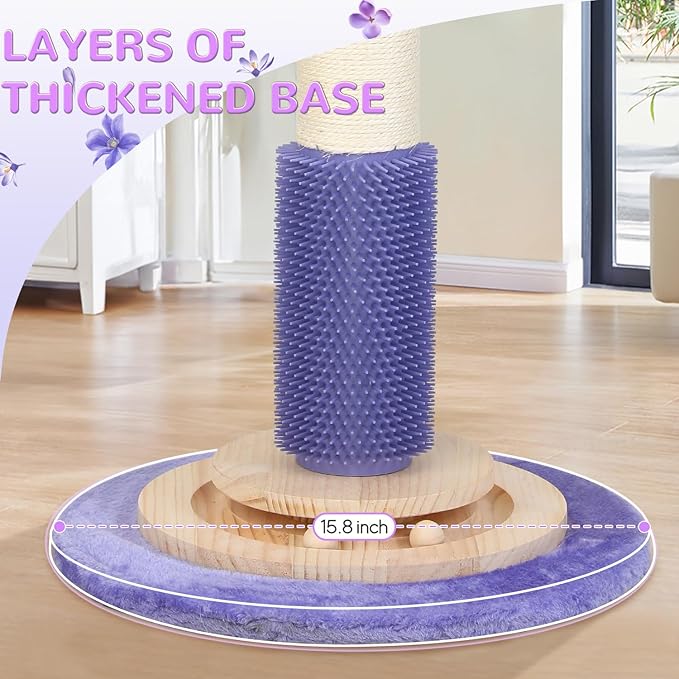 Cat Scratching Post for Indoor Large Adults,45'' Tall Vertical Cat Scratcher with 3.5Inch Diameter Sisal Post for Protect Furniture,Cute Tree with Interactive Ball Toys Self Groomer Brush for All Cats