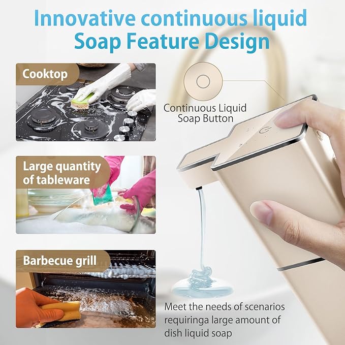 Automatic Liquid Soap Dispenser Touchless Soap Dispenser 380ml/12.8oz Rechargeable, Wall Mounted,4 Levels Adjustable Auto Soap Pump for Bathroom Kitchen Dish Soap