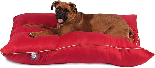 Majestic Pet Rectangle Large Dog Bed Washable – Non Slip Comfy Pet Bed – Dog Crate Bed Super Value Pillow Dog Bed – Dog Kennel Bed for Sleeping - Dog Bed Large Breed 46 x 35 Inch – Solid Red