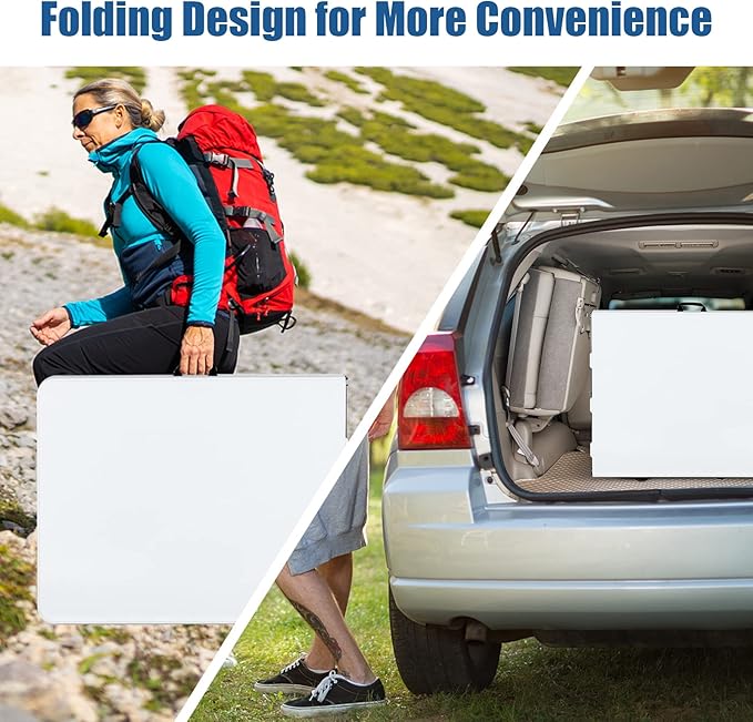 S AFSTAR 6FT Plastic Folding Tables, Indoor Outdoor Heavy Duty Camping Table with Carry Handle, 330 LBS Load Capacity, Easy Fold Up Rectangle Table for Picnic Camping Beach BBQ, No Assembly, White