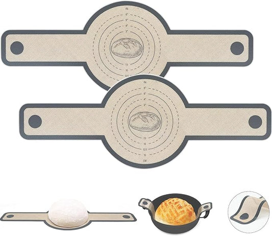 2 Pcs Silicone Bread Sling for Dutch Oven Liners Silicone Baking Mat [Non-Stick & Heat Resistant] Reusable Sourdough Bread Baking Supplies with Long Handle Bread Making Tools for Transfer Sourdough