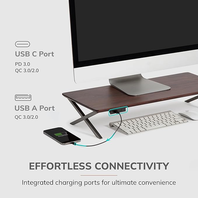 Anji Mountain Monitor Stand - Desktop Organizer & Laptop Riser, Ergonomic Monitor Riser, Space-Saving Monitor Stand for Desk, Durable Construction, Easy Assembly, Ideal for Home & Office,Biscotti