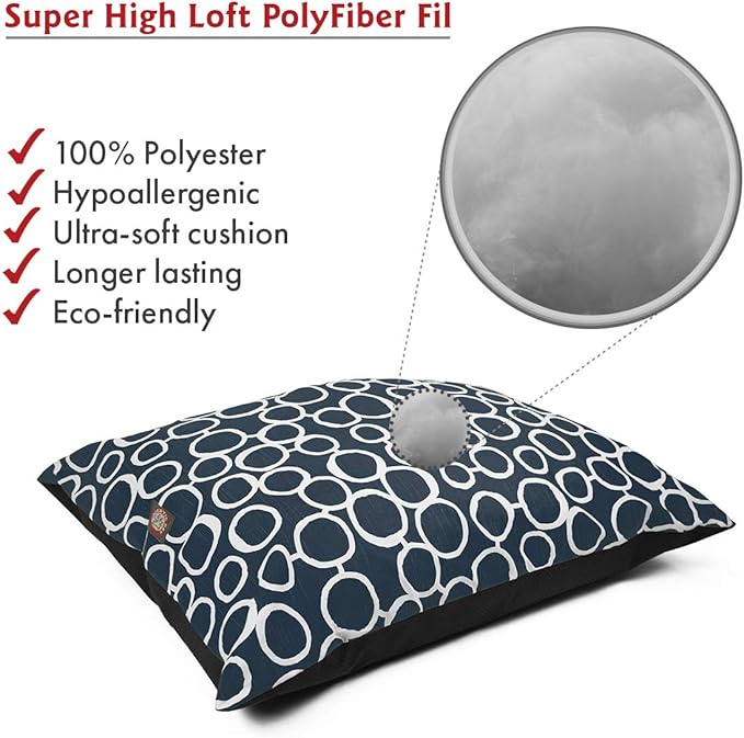 Majestic Pet Rectangle Large Dog Bed Washable – Non Slip Comfy Pet Bed – Dog Crate Bed Super Value Pillow Dog Bed – Dog Kennel Bed for Sleeping - Dog Bed Large Breed 46 x 35 Inch – Fusion Navy