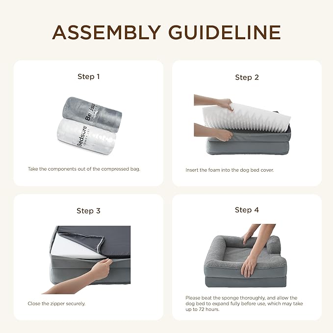 Bedsure Self Warming Orthopedic Dog Bed Medium Size Dogs - Washable Medium Dog Bed Waterproof, Comfort Pet Couch with Removable Cover, Pets Sofa with Nonskid Bottom, Brown, Non-Electric