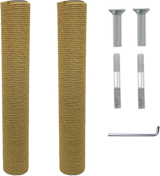 Fhiny 2PCS Cat Scratching Post Replacement 15" Natural Jute Spare Extension Scratch Post for Cats Tree DIY Craft Refill Pole Parts Hemp Rope Scratcher Climbing Perch