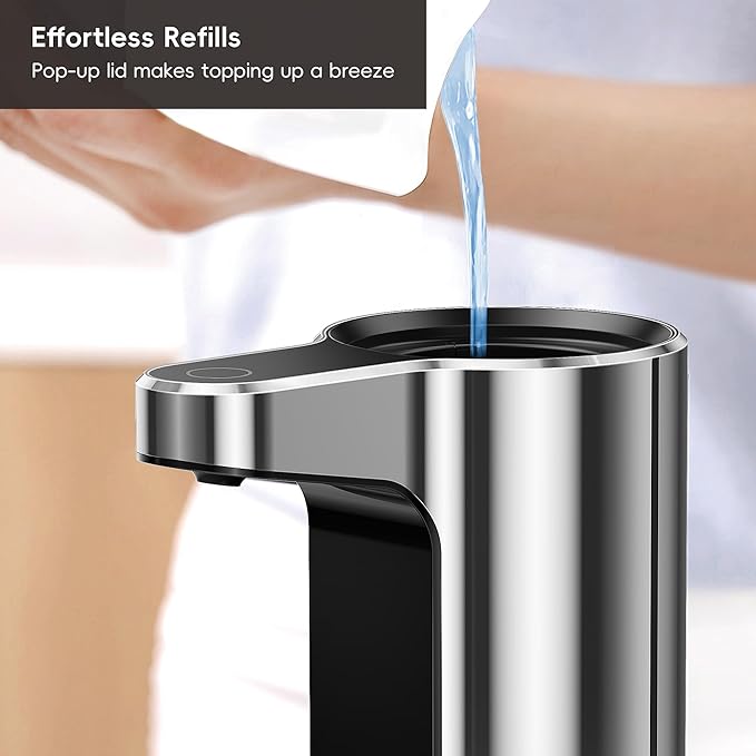 EKO Aroma 9 fl oz Automatic Liquid Soap Dispenser, Rechargeable & Water-Resistant for Kitchen and Bathroom with Adjustable Soap Dispensing Volume Control (Chrome Metallic)