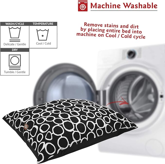 Majestic Pet Rectangle Medium Dog Bed Washable – Non Slip Comfy Pet Bed – Dog Crate Bed Super Value Pillow Dog Bed – Dog Kennel Bed for Sleeping - Dog Bed Medium Breed 35 x 28 Inch – Fusion Black