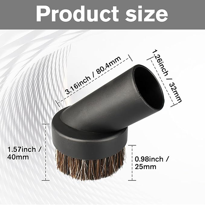 Round Dust Brush For Shark Vacuum Attachments - Vacuum Brush Attachment - 25mm Soft Horse Hair 1.25" Vacuum Attachment & Brushes Replacement for Most Vacuum Cleaners Accessories