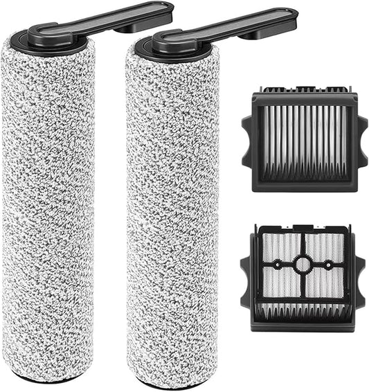 【Only S5 Combo】Roller Brush Replacement and Vacuum Filter Kit Compatible with Tineco Floor ONE S5 Combo Cordless Wet Dry Vacuum Cleaner, 2 Brush Rollers + 2 Vacuum HEPA Filters (Only Fit S5 COMBO)