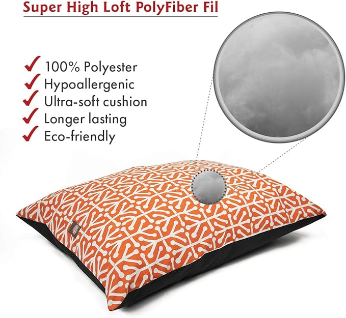 Majestic Pet Rectangle Medium Dog Bed Washable – Non Slip Comfy Pet Bed – Dog Crate Bed Super Value Pillow Dog Bed – Dog Kennel Bed for Sleeping - Dog Bed Medium Breed 35 x 28 Inch – Aruba Orange