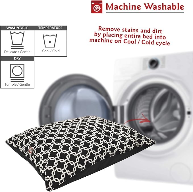 Majestic Pet Rectangle Large Dog Bed Washable – Non Slip Comfy Pet Bed – Dog Crate Bed Super Value Pillow Dog Bed – Dog Kennel Bed for Sleeping - Dog Bed Large Breed 46 x 35 Inch – Links Black