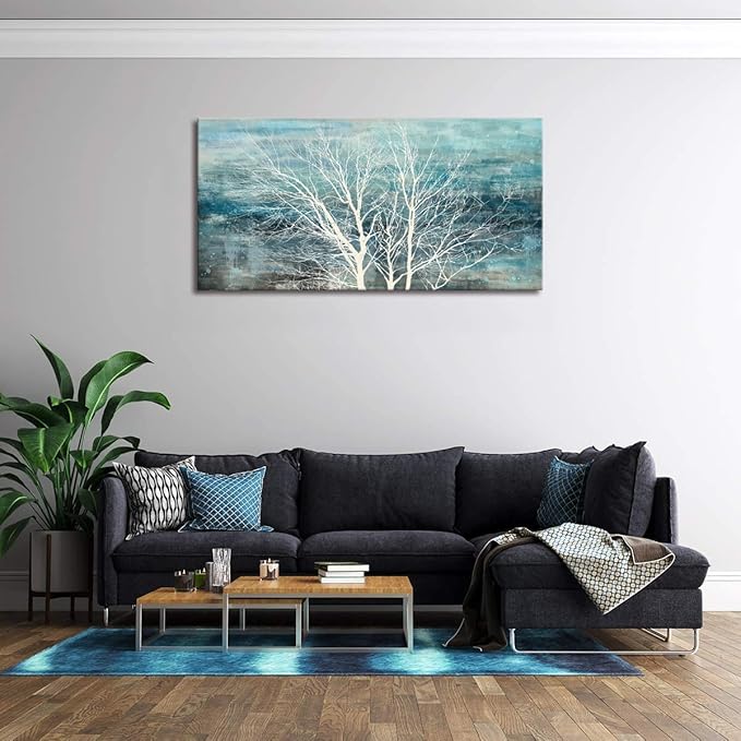 Sxurmtiie abstract wall art landscape bedroom wall decor three of life artwork picture Modern Nature Teal Artwork Prints paintings living room decortaion