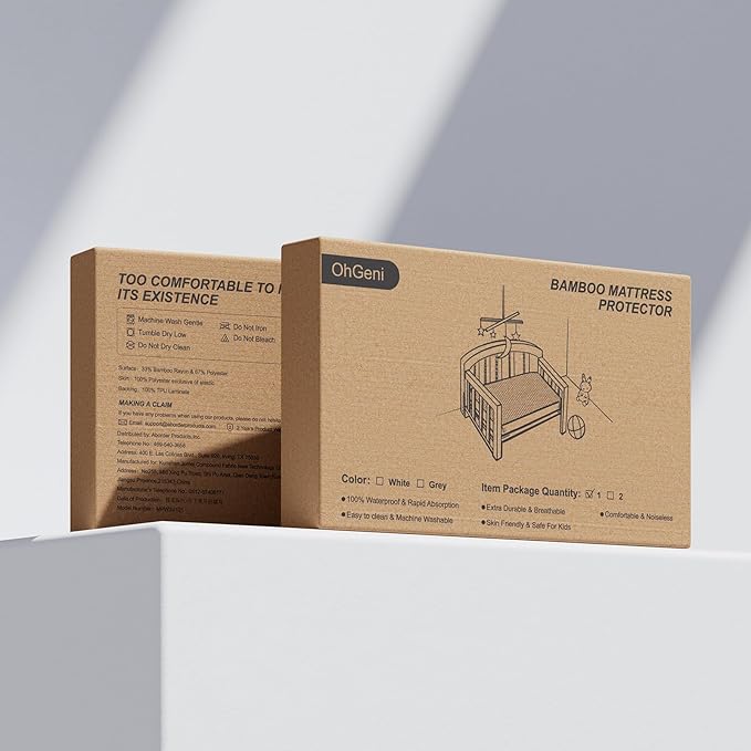 OhGeni Waterproof Mattress Protector, Mini Crib-Gray, Fitted Sheet with Stretchable Pockets, Deep Sleep Noiseless Soft. Breathable Cooling Hypoallergenic Material, Mattresses Cover for Bed