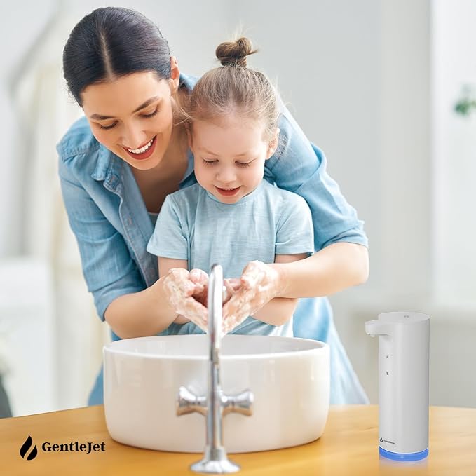 EasyFoam Automatic Foaming Soap Dispenser - Rechargeable Automatic Soap Dispenser Touchless for Bathroom or Kitchen, Motion Sensor, 2 Levels, IPX5 Water-Resistant, 9.5oz (White)