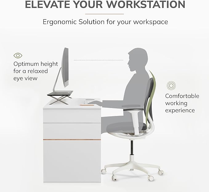 Anji Mountain Monitor Stand - Desktop Organizer & Laptop Riser, Ergonomic Monitor Riser, Space-Saving Monitor Stand for Desk, Durable Construction, Easy Assembly, Ideal for Home & Office,Black